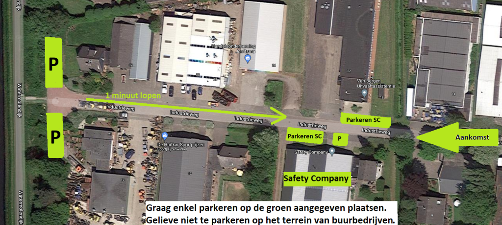 Graag alleen parkeren op de aangegeven parkeerplaatsen, gelieve niet te parkeren op he terrein van de buurbedrijven. Safety Company. Parkeren.